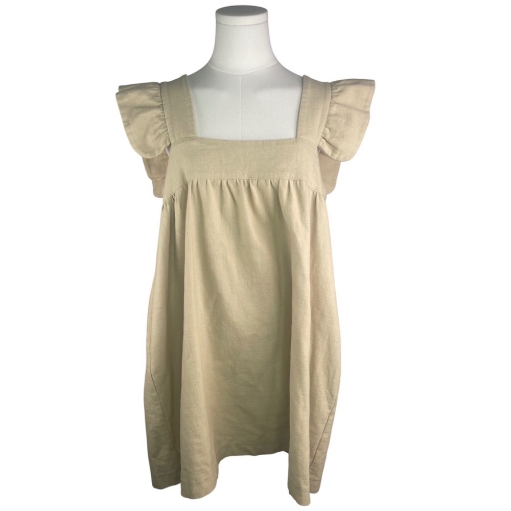 Pomander Place Cream Mini Dress with Ruffle Cap Sleeves